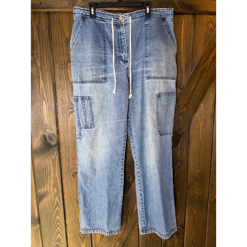 LAUREN Jeans Co. Ralph Lauren Wide Leg Drawstring Jeans Cargo Y2K Sz L